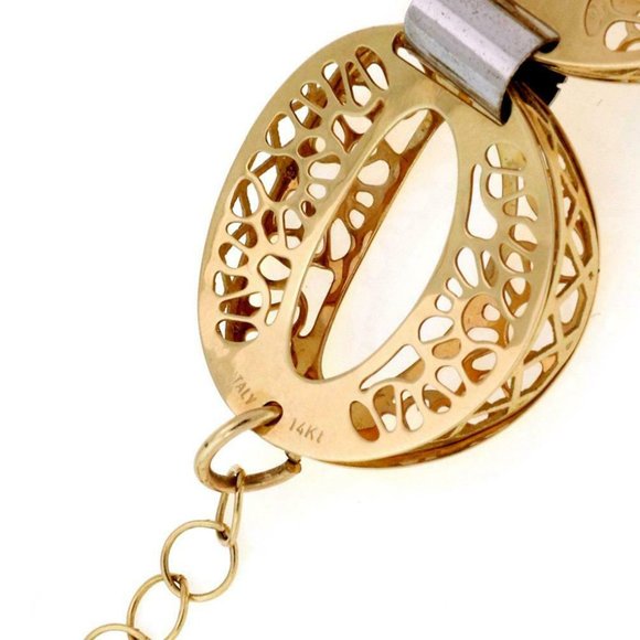 Vintage 14k Gold Large Filigree O Link Bracelet - Picture 4 of 5